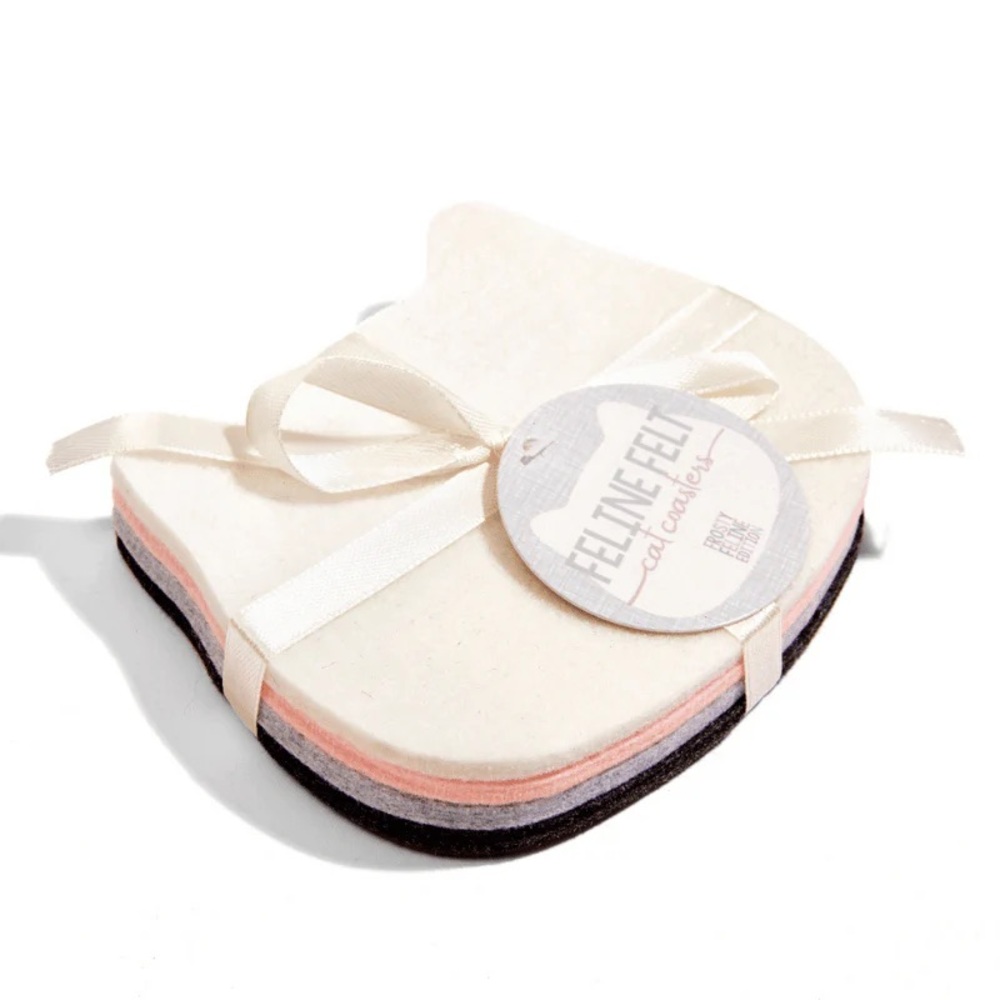 NWT Cat Lady Box Feline Felt Coasters